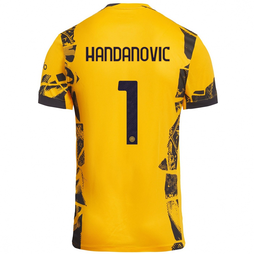 Enfant Football Maillot Samir Handanovic #1 Doré Noir Troisieme 2024/25