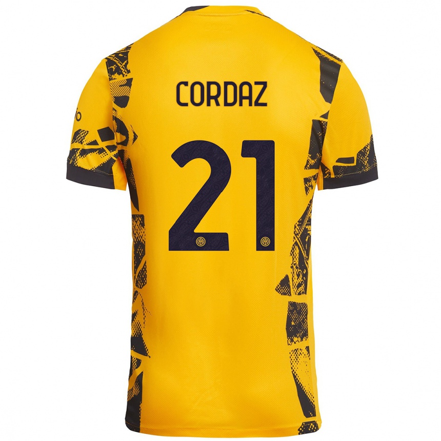 Enfant Football Maillot Alex Cordaz #21 Doré Noir Troisieme 2024/25