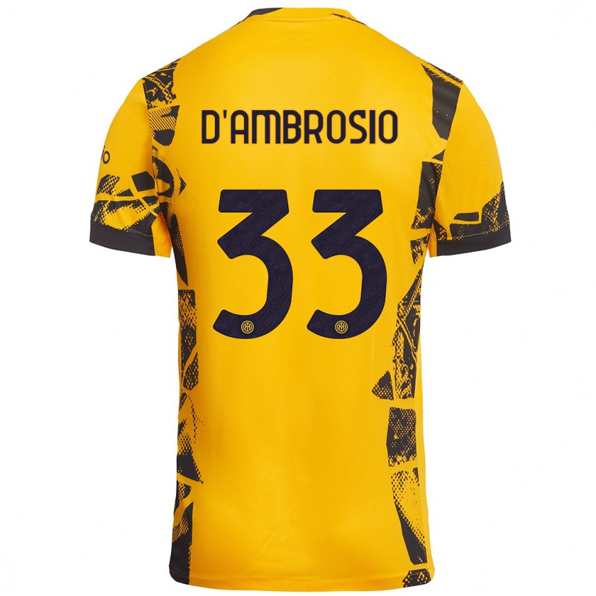 Enfant Football Maillot Danilo D'ambrosio #33 Doré Noir Troisieme 2024/25