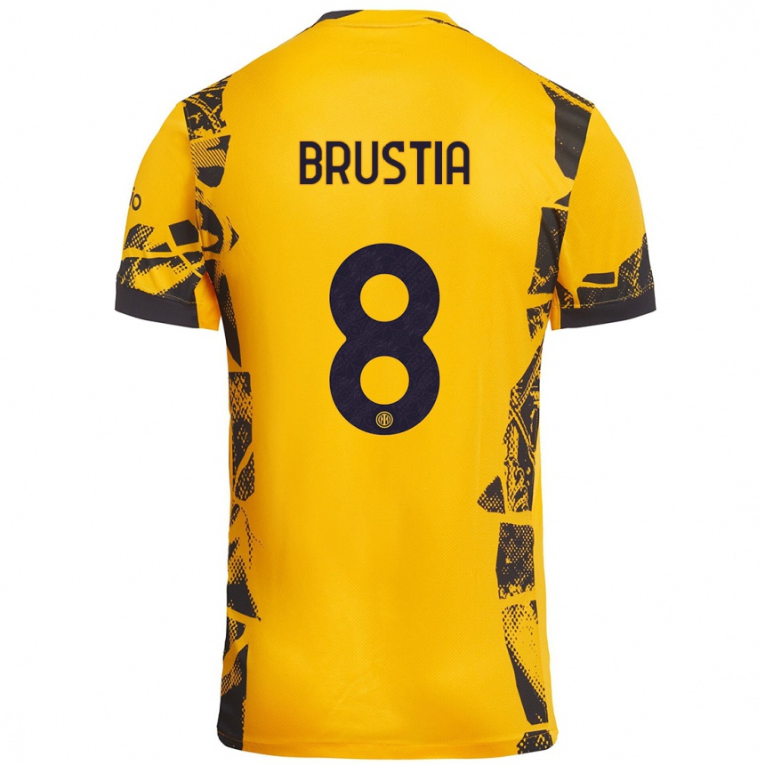 Enfant Football Maillot Martina Brustia #8 Doré Noir Troisieme 2024/25