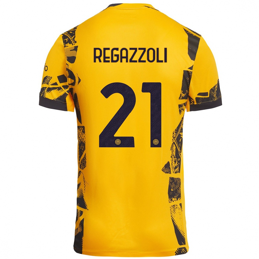 Enfant Football Maillot Alice Regazzoli #21 Doré Noir Troisieme 2024/25