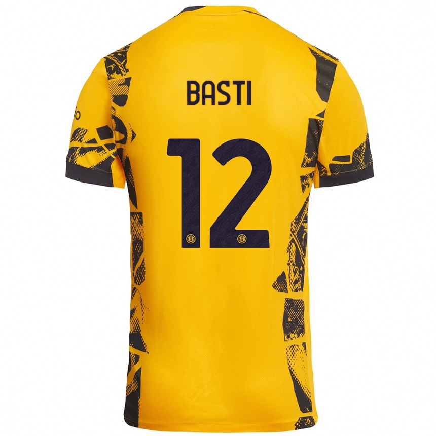 Enfant Football Maillot Matteo Basti #12 Doré Noir Troisieme 2024/25