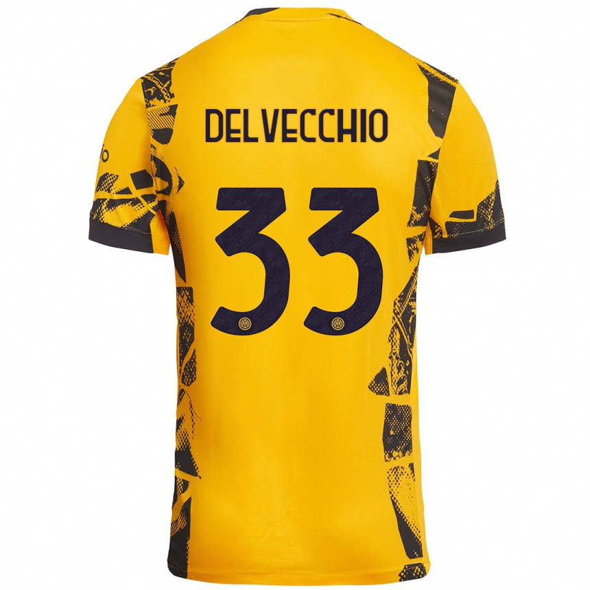 Enfant Football Maillot Gabriele Delvecchio #33 Doré Noir Troisieme 2024/25