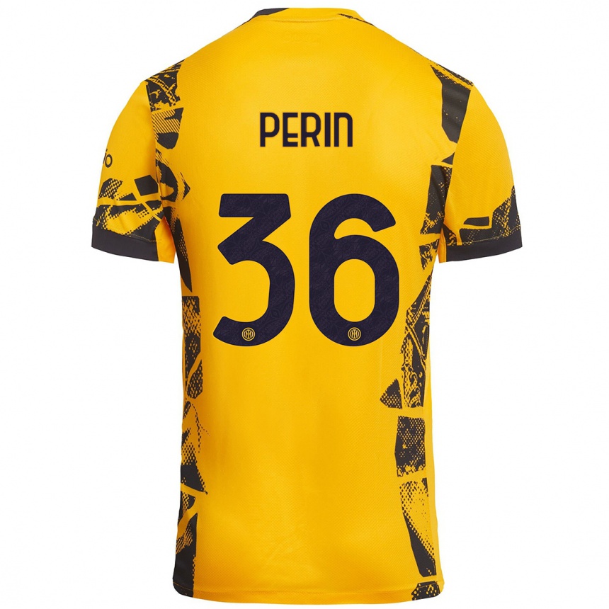 Enfant Football Maillot Nicolo Perin #36 Doré Noir Troisieme 2024/25