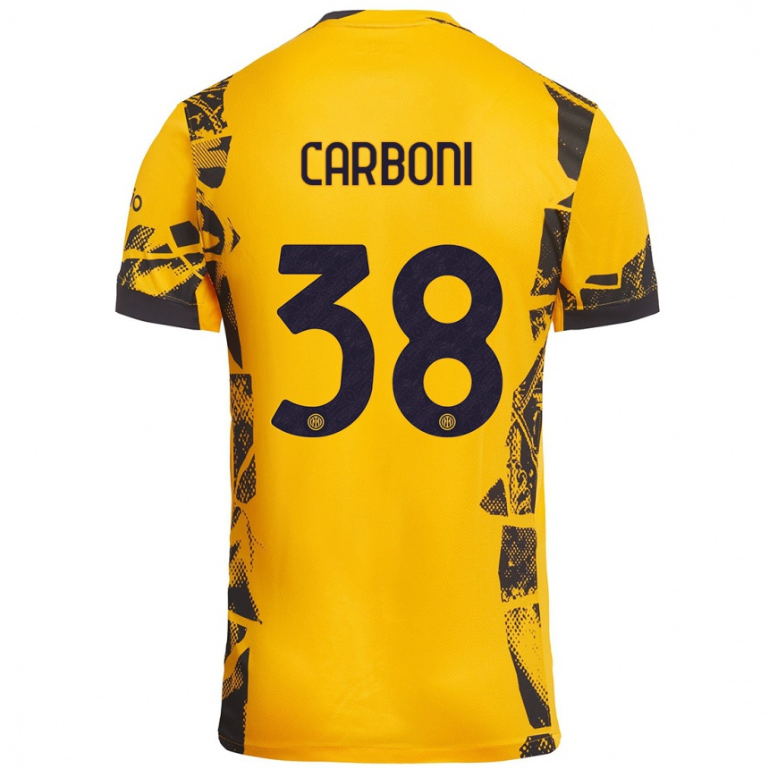 Enfant Football Maillot Valentin Carboni #38 Doré Noir Troisieme 2024/25