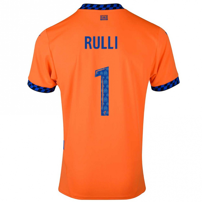 Enfant Football Maillot Gerónimo Rulli #1 Orange Bleu Foncé Troisieme 2024/25