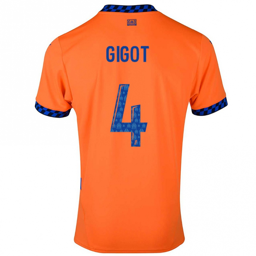 Enfant Football Maillot Samuel Gigot #4 Orange Bleu Foncé Troisieme 2024/25