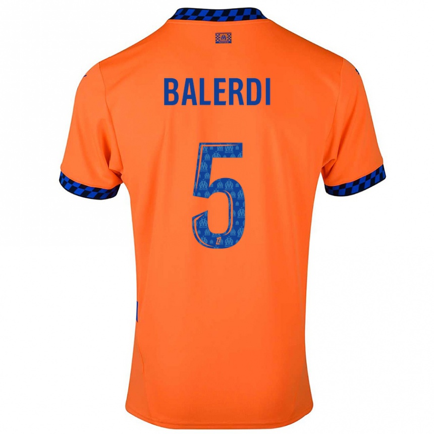 Enfant Football Maillot Leonardo Balerdi #5 Orange Bleu Foncé Troisieme 2024/25