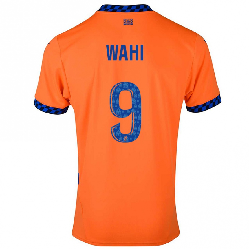 Enfant Football Maillot Elye Wahi #9 Orange Bleu Foncé Troisieme 2024/25