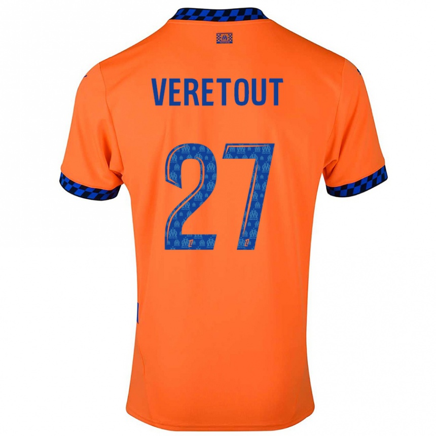 Enfant Football Maillot Jordan Veretout #27 Orange Bleu Foncé Troisieme 2024/25