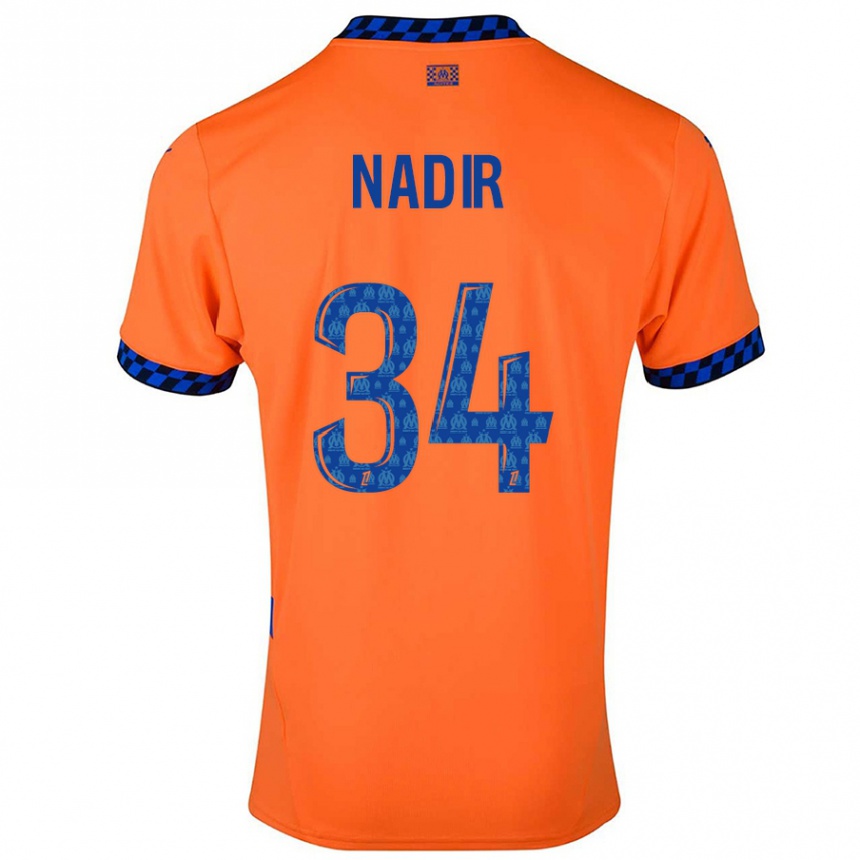 Enfant Football Maillot Bilal Nadir #34 Orange Bleu Foncé Troisieme 2024/25