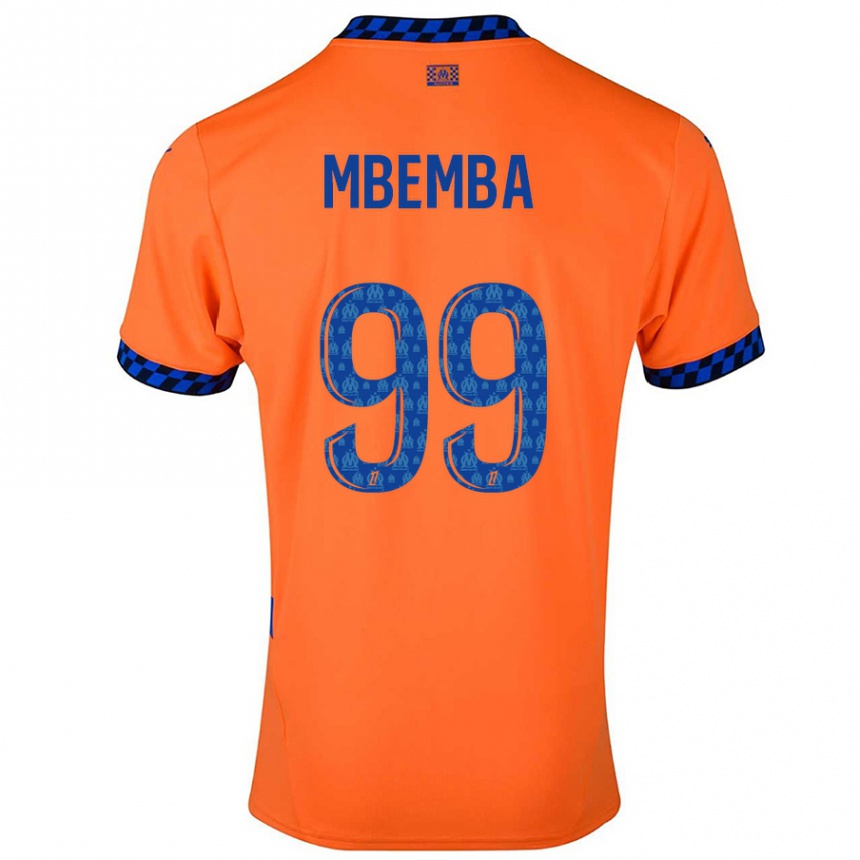 Enfant Football Maillot Chancel Mbemba #99 Orange Bleu Foncé Troisieme 2024/25