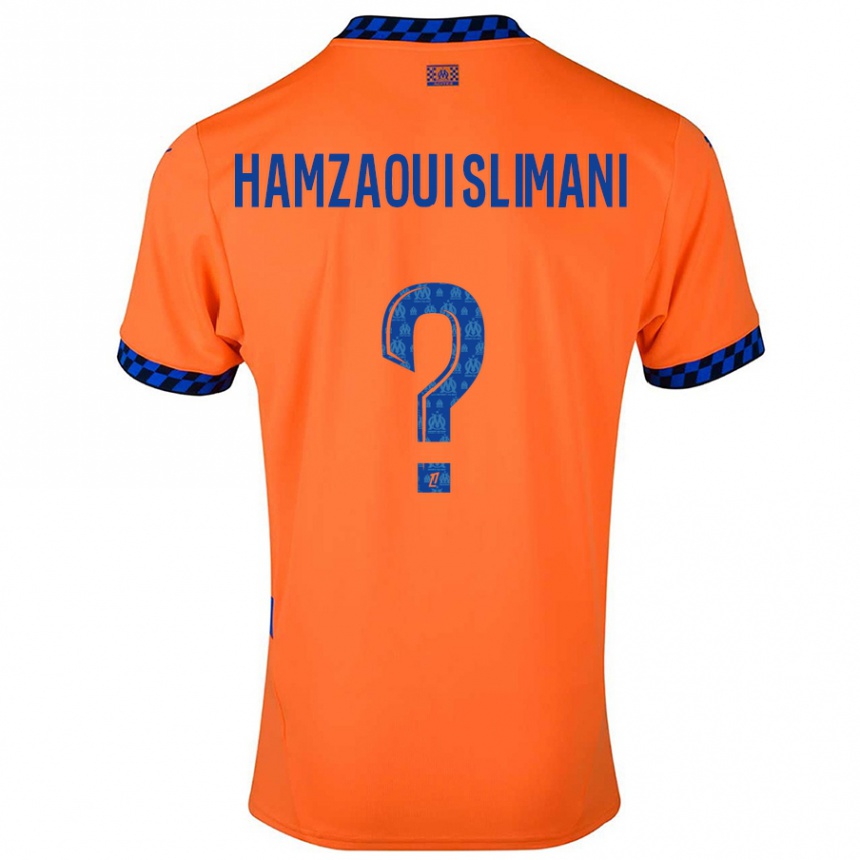 Enfant Football Maillot Hilan Hamzaoui Slimani #0 Orange Bleu Foncé Troisieme 2024/25