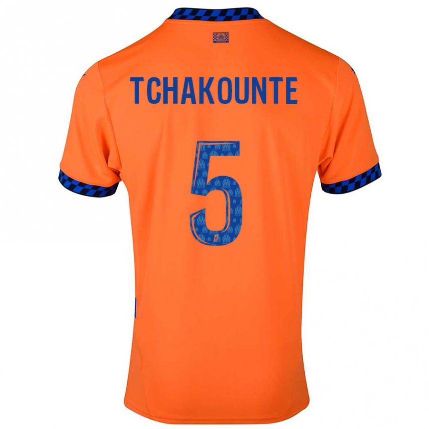 Enfant Football Maillot Annaëlle Tchakounté #5 Orange Bleu Foncé Troisieme 2024/25