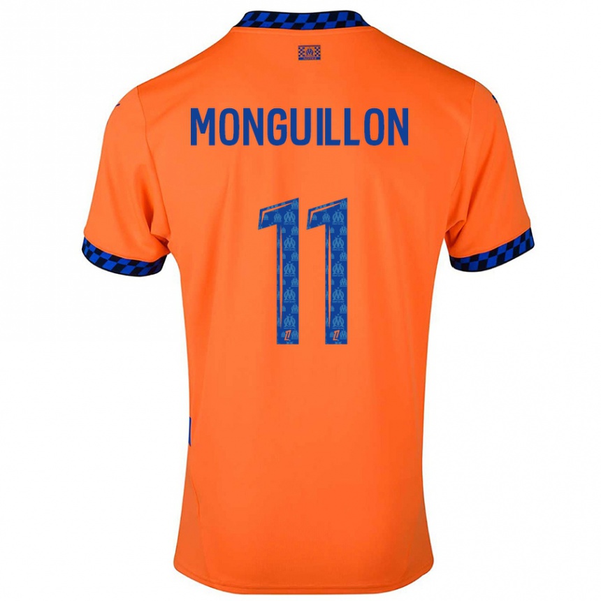 Enfant Football Maillot Coralie Monguillon #11 Orange Bleu Foncé Troisieme 2024/25