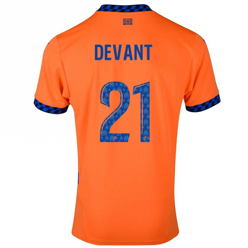 Enfant Football Maillot Caroline Devant #21 Orange Bleu Foncé Troisieme 2024/25