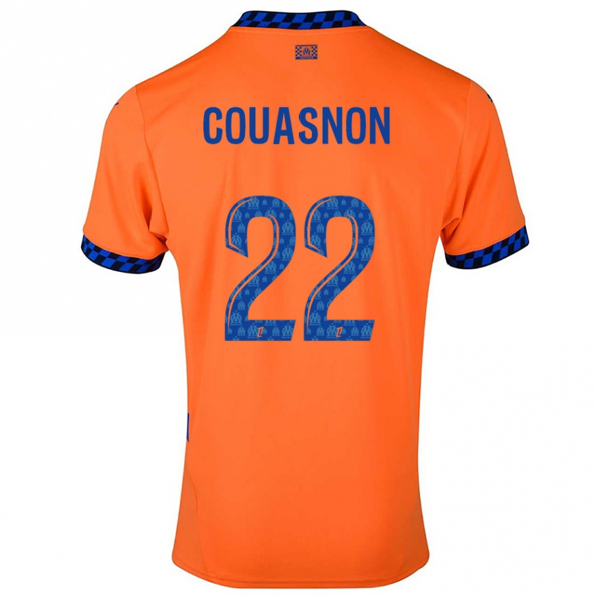 Enfant Football Maillot Roxane Couasnon #22 Orange Bleu Foncé Troisieme 2024/25