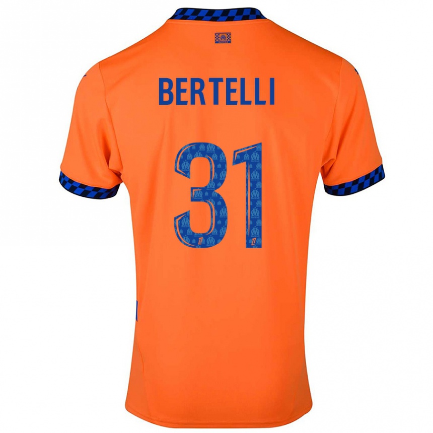 Enfant Football Maillot Ugo Bertelli #31 Orange Bleu Foncé Troisieme 2024/25