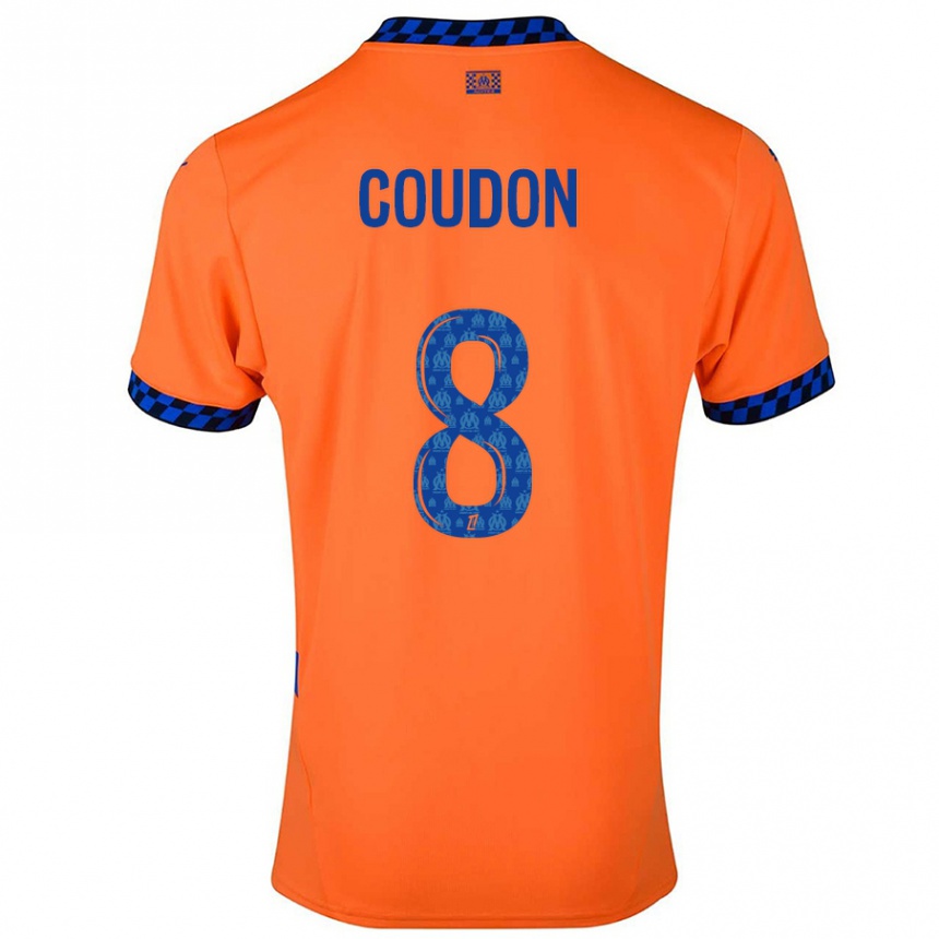 Enfant Football Maillot Marine Coudon #8 Orange Bleu Foncé Troisieme 2024/25