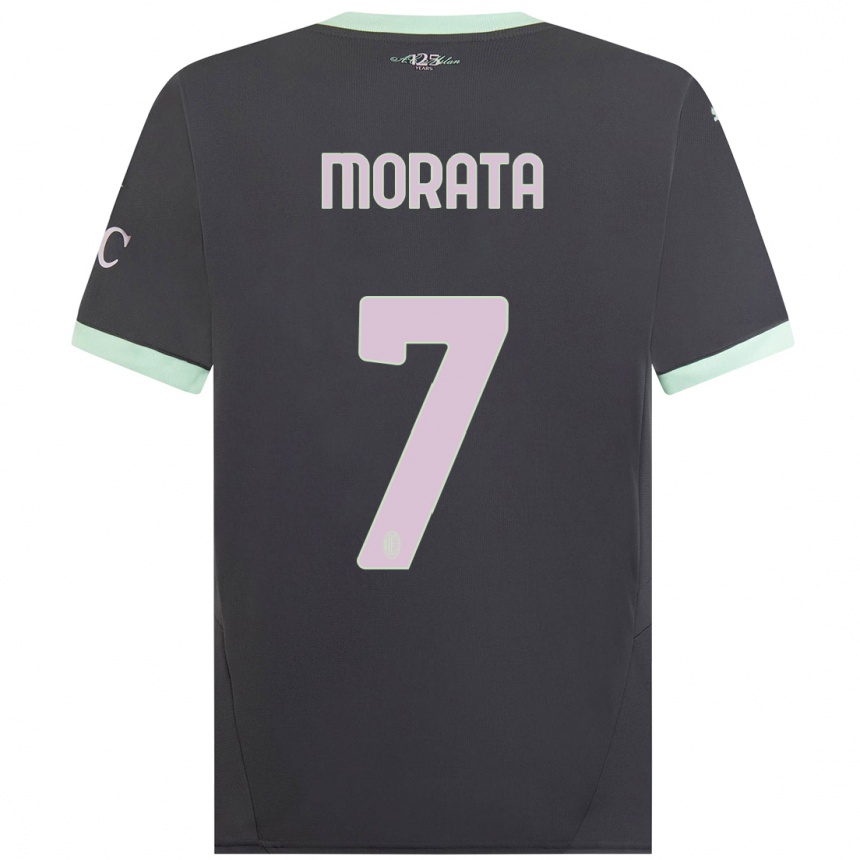 Enfant Football Maillot Alvaro Morata #7 Gris Troisieme 2024/25