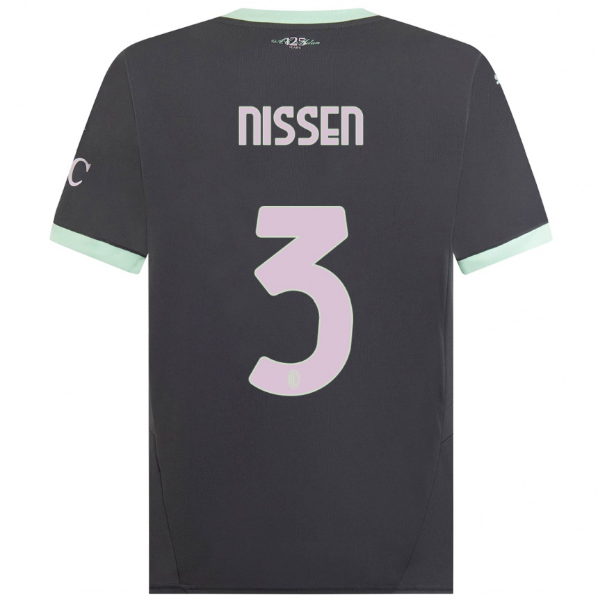 Enfant Football Maillot Fredrik Nissen #3 Gris Troisieme 2024/25