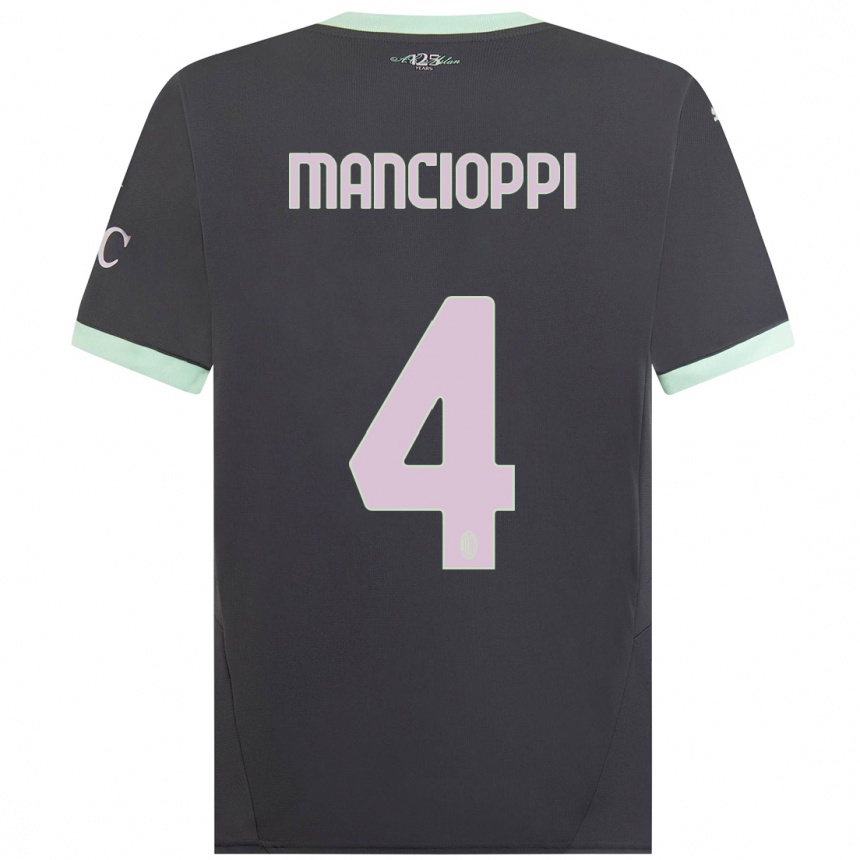 Enfant Football Maillot Tommaso Mancioppi #4 Gris Troisieme 2024/25