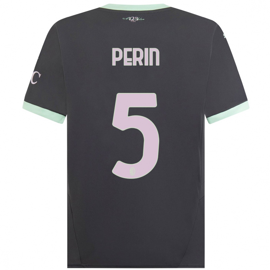 Enfant Football Maillot Ernesto Perin #5 Gris Troisieme 2024/25