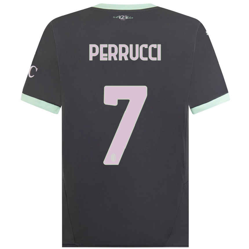 Enfant Football Maillot Vincenzo Perrucci #7 Gris Troisieme 2024/25