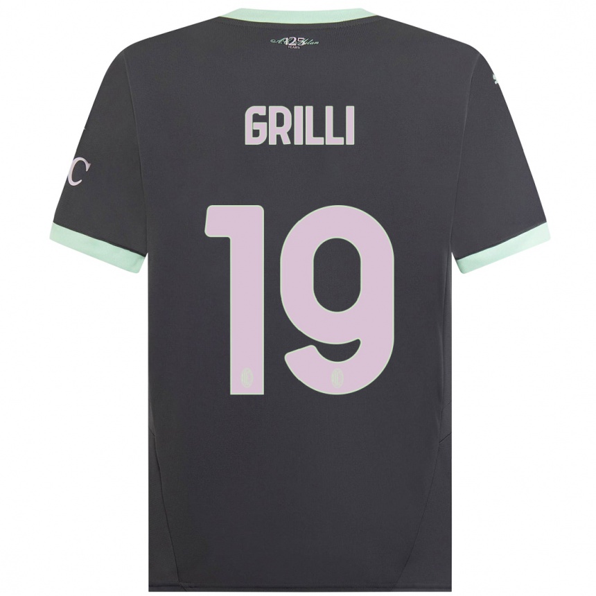 Enfant Football Maillot Lorenzo Grilli #19 Gris Troisieme 2024/25