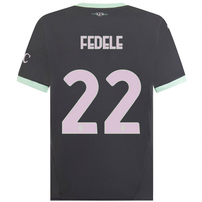 Enfant Football Maillot Noemi Fedele #22 Gris Troisieme 2024/25