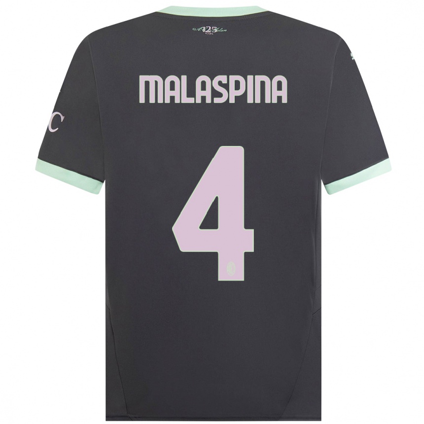 Enfant Football Maillot Mattia Malaspina #4 Gris Troisieme 2024/25