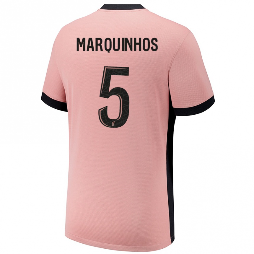 Enfant Football Maillot Marquinhos #5 Rouille Rose Troisieme 2024/25