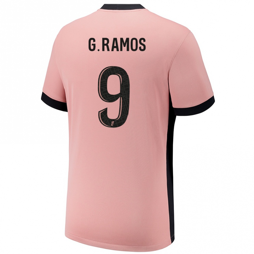 Enfant Football Maillot Gonçalo Ramos #9 Rouille Rose Troisieme 2024/25