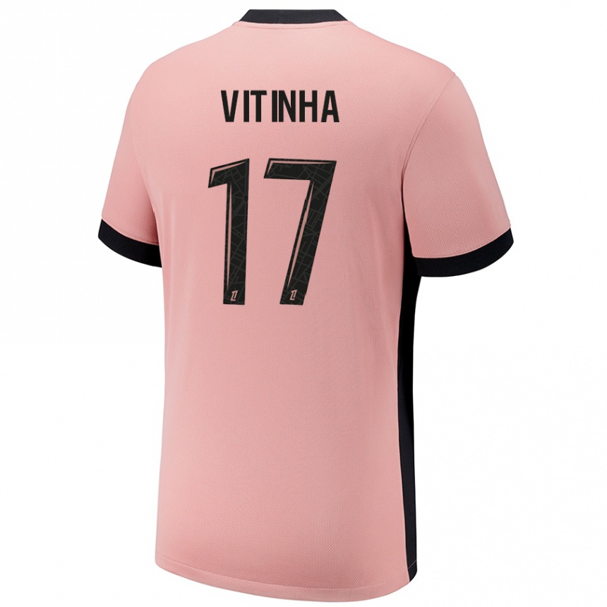 Enfant Football Maillot Vitinha #17 Rouille Rose Troisieme 2024/25