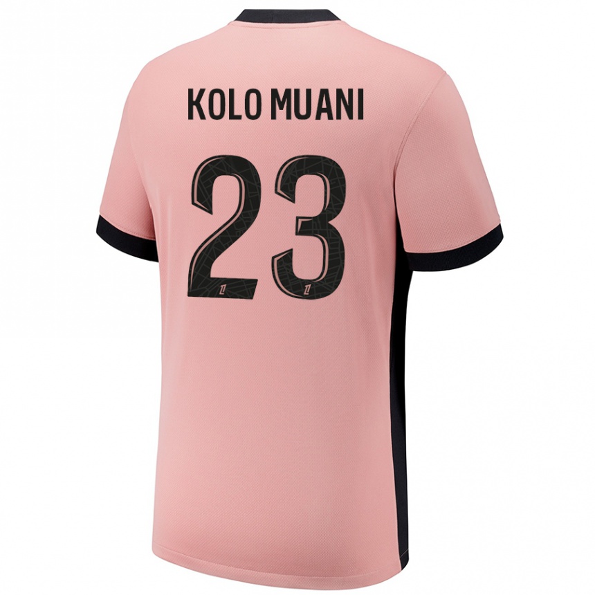 Enfant Football Maillot Randal Kolo Muani #23 Rouille Rose Troisieme 2024/25