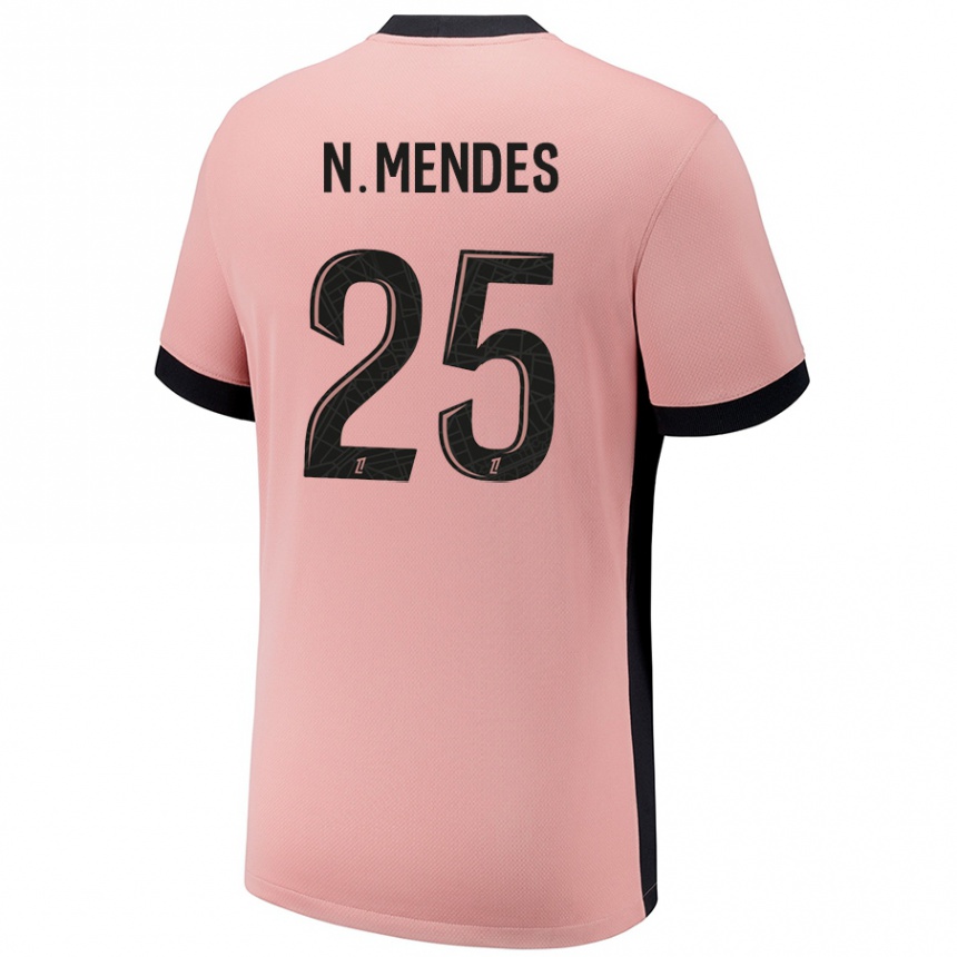 Enfant Football Maillot Nuno Mendes #25 Rouille Rose Troisieme 2024/25