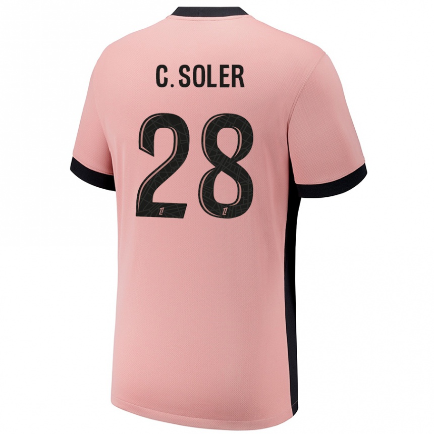 Enfant Football Maillot Carlos Soler #28 Rouille Rose Troisieme 2024/25