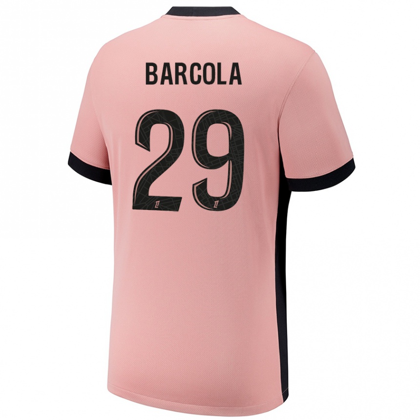 Enfant Football Maillot Bradley Barcola #29 Rouille Rose Troisieme 2024/25