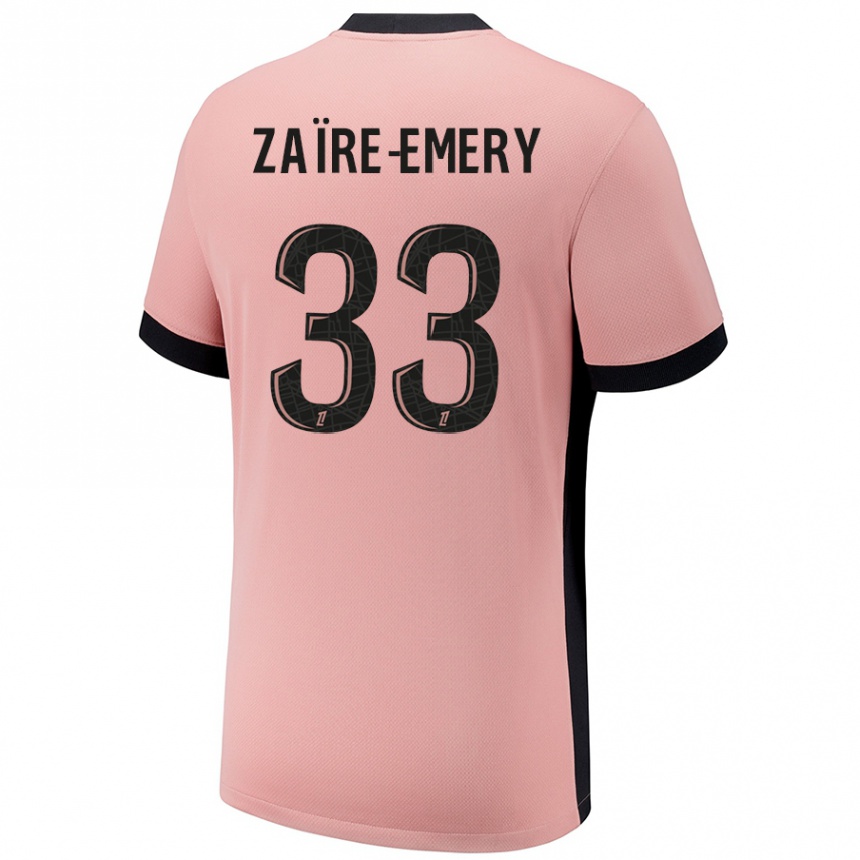 Enfant Football Maillot Warren Zaire Emery #33 Rouille Rose Troisieme 2024/25