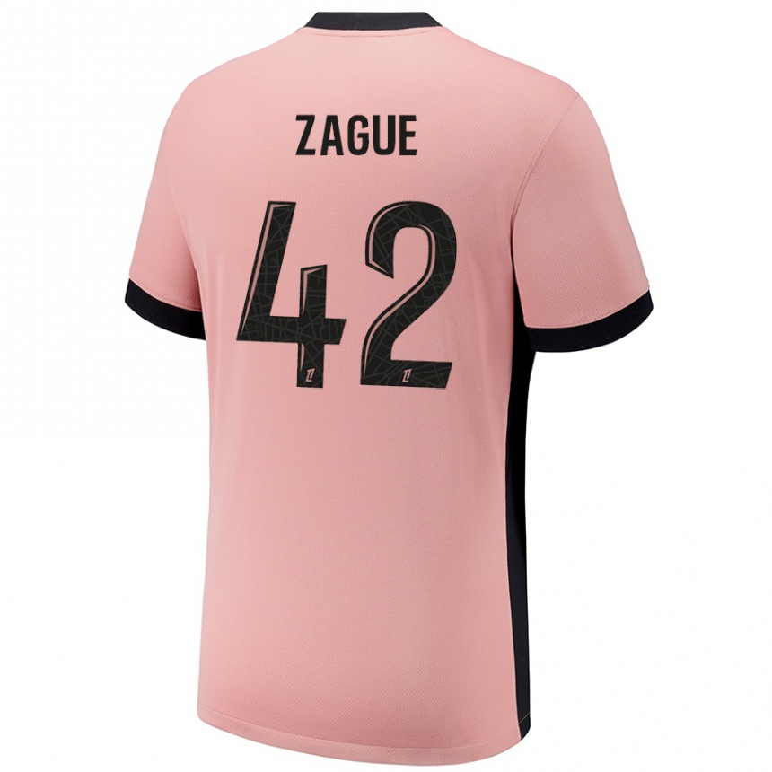 Enfant Football Maillot Yoram Zague #42 Rouille Rose Troisieme 2024/25