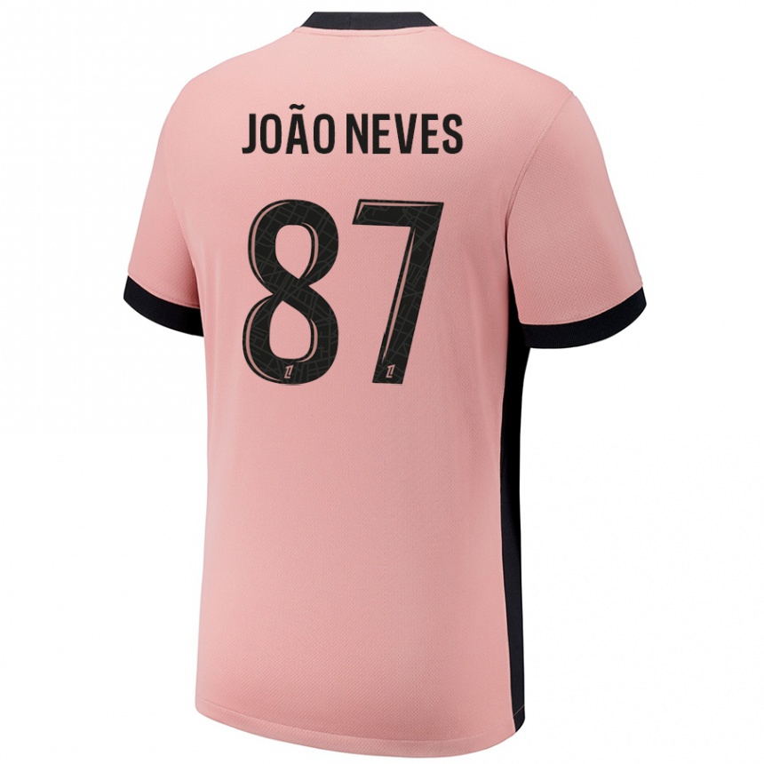 Enfant Football Maillot João Neves #87 Rouille Rose Troisieme 2024/25