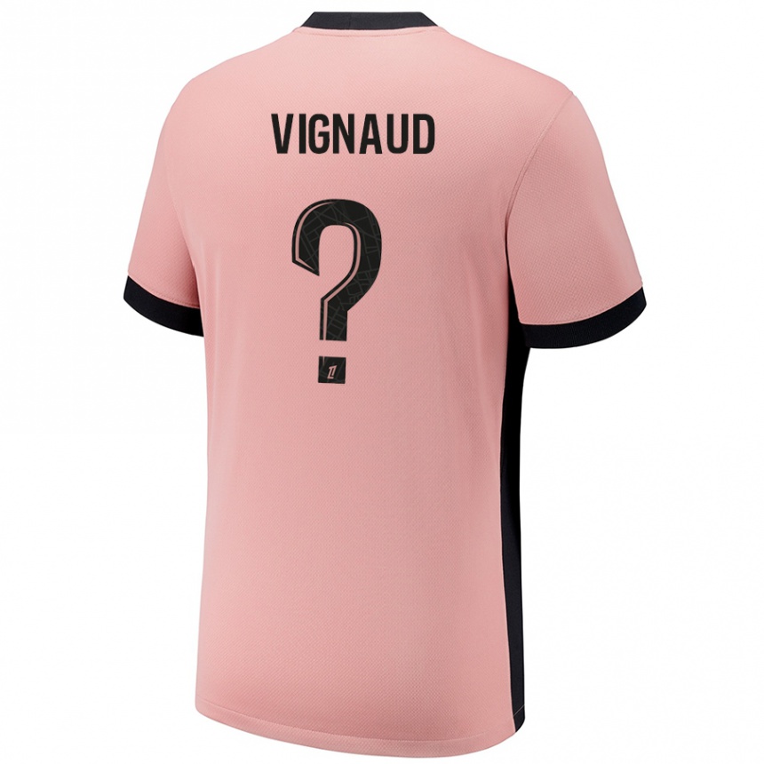 Enfant Football Maillot Arthur Vignaud #0 Rouille Rose Troisieme 2024/25