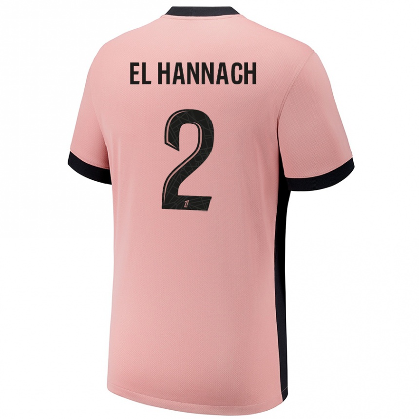 Enfant Football Maillot Naoufel El Hannach #2 Rouille Rose Troisieme 2024/25