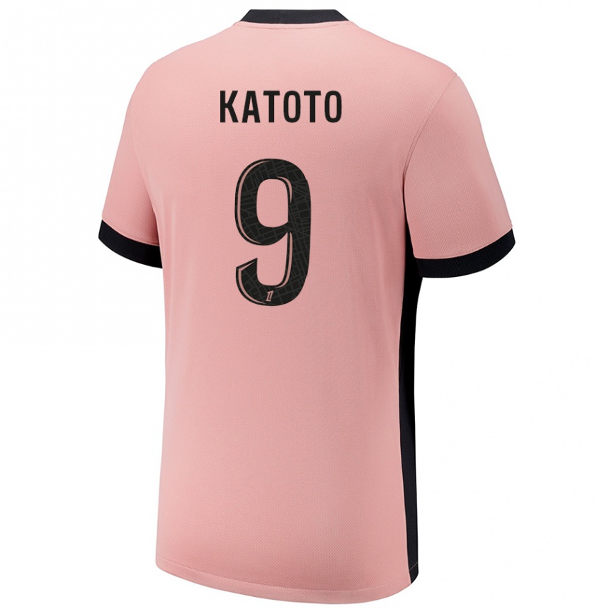 Enfant Football Maillot Marie-Antoinette Katoto #9 Rouille Rose Troisieme 2024/25