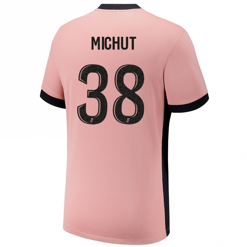 Enfant Football Maillot Edouard Michut #38 Rouille Rose Troisieme 2024/25