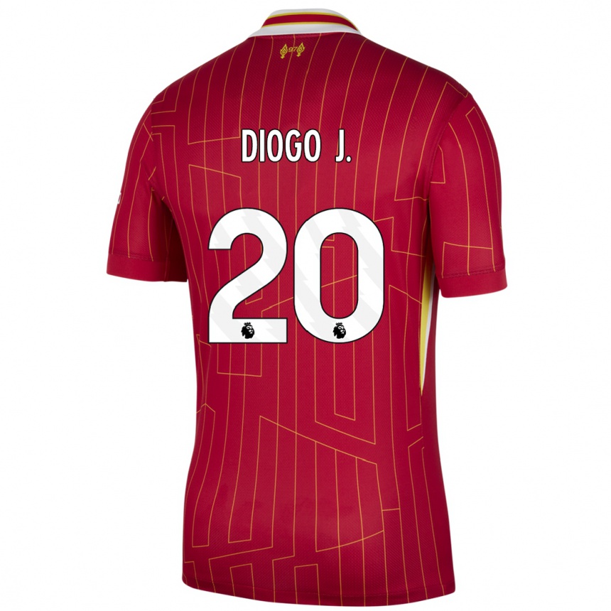 Homme Football Maillot Diogo Jota #20 Rouge Jaune Blanc Tenues Domicile 2024/25