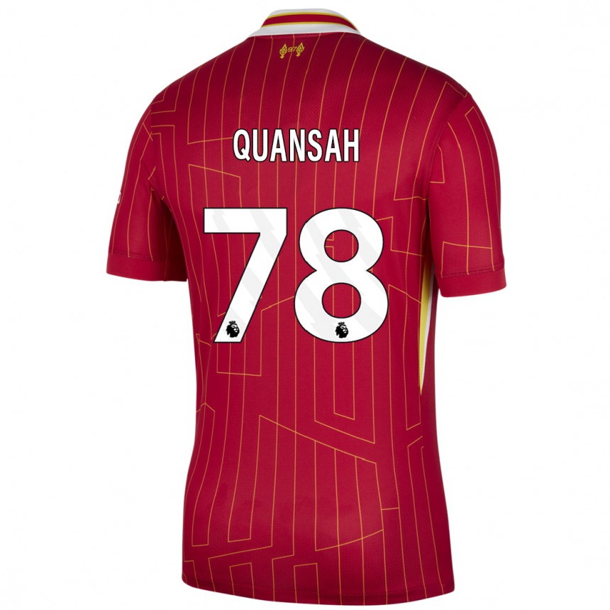 Homme Football Maillot Jarell Quansah #78 Rouge Jaune Blanc Tenues Domicile 2024/25