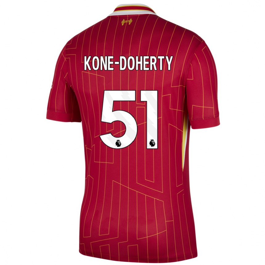 Homme Football Maillot Trent Kone-Doherty #51 Rouge Jaune Blanc Tenues Domicile 2024/25