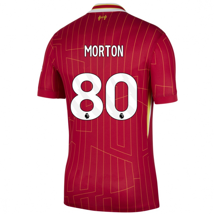 Homme Football Maillot Tyler Morton #80 Rouge Jaune Blanc Tenues Domicile 2024/25