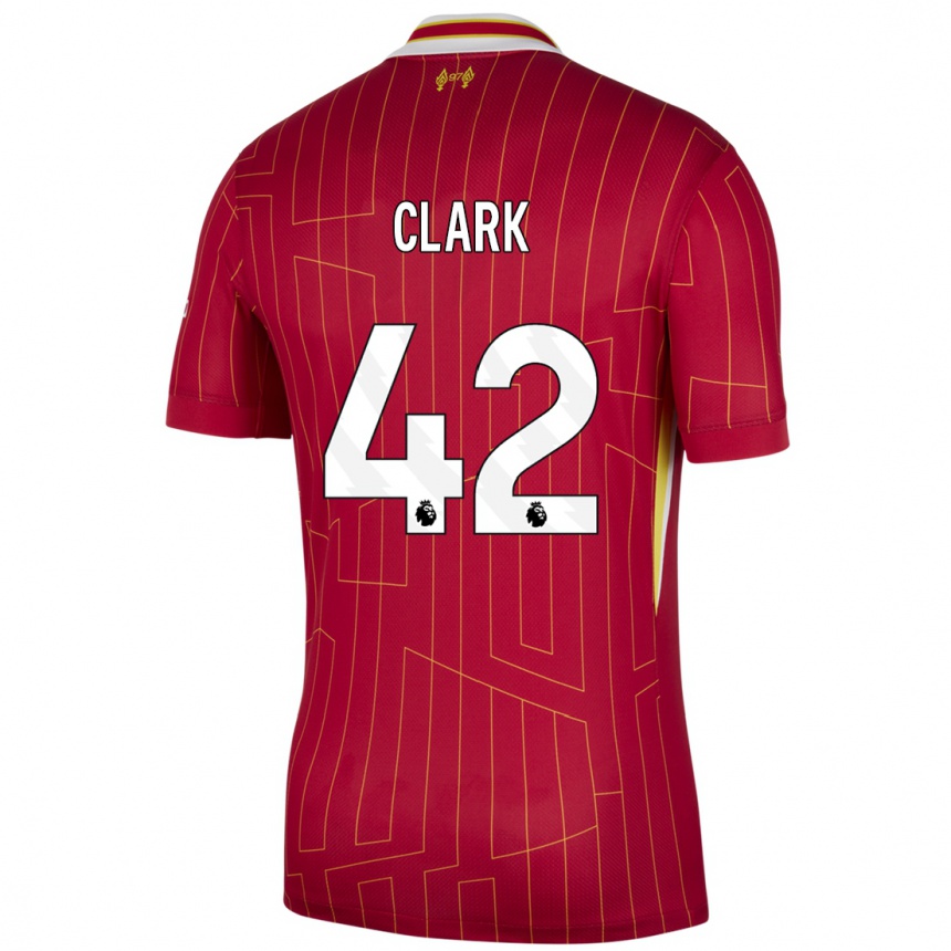 Homme Football Maillot Bobby Clark #42 Rouge Jaune Blanc Tenues Domicile 2024/25